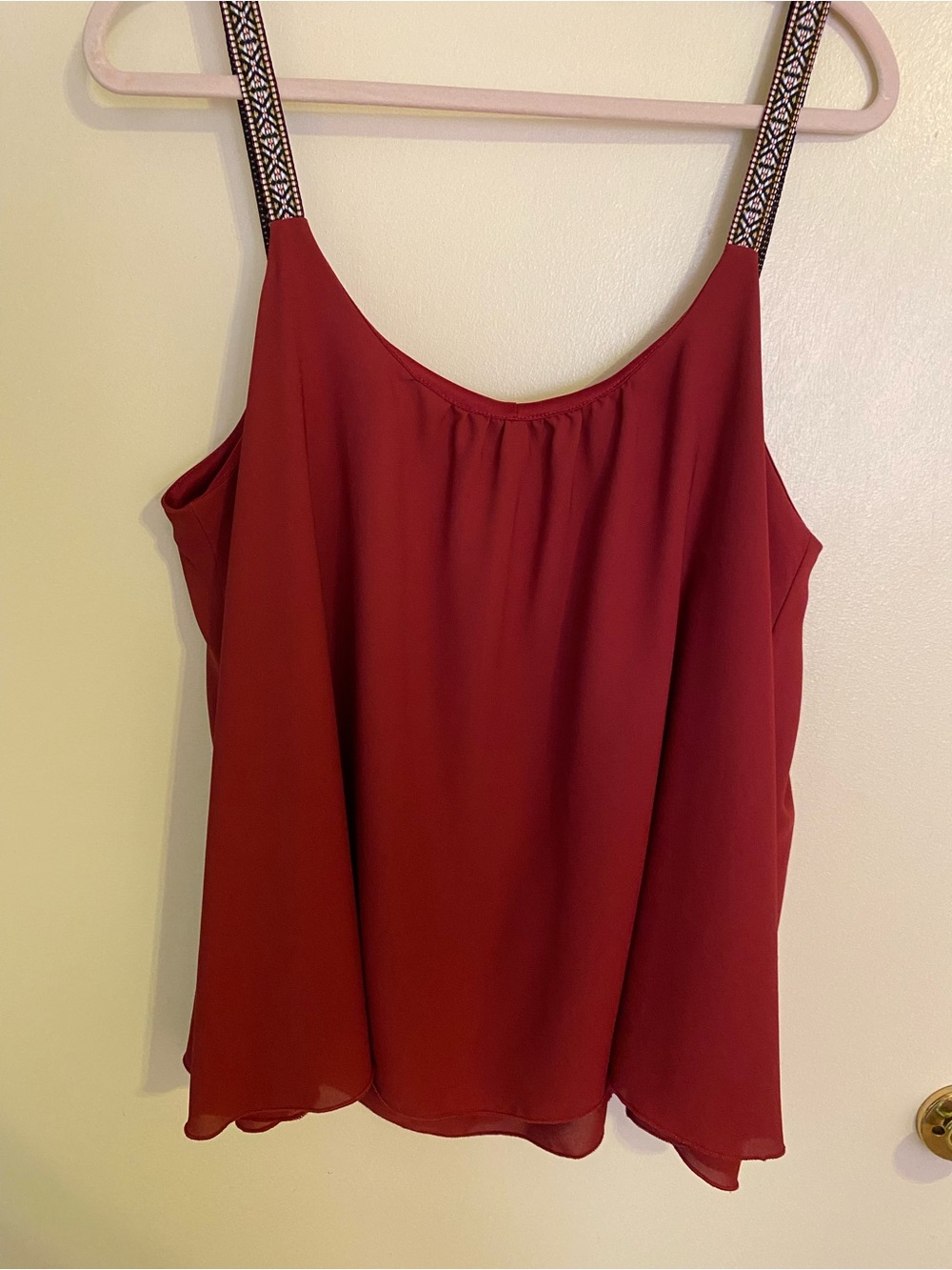 Deb Burgundy Red Sleeveless Camisole with Patterned Straps